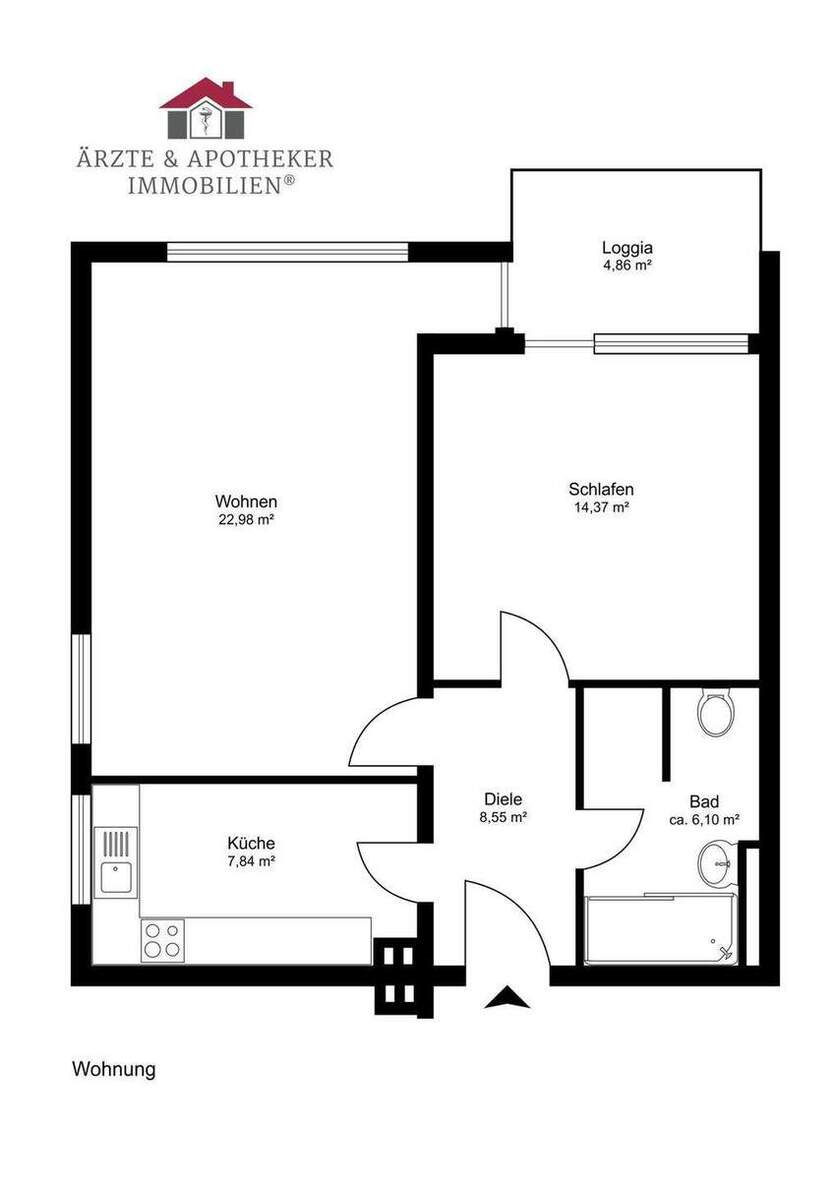 Sanierte 2-Zimmer-Wohnung mit Loggia am idyllischen Alsterlauf 2 zimmer