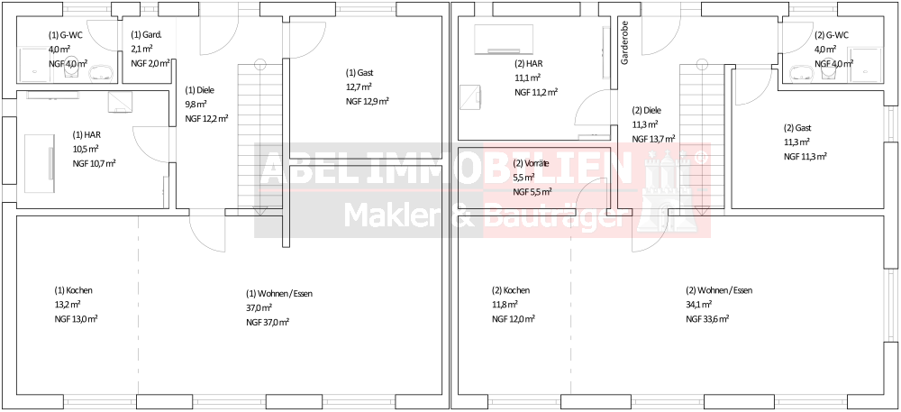 Doppelhaushälfte Hamburg Duvenstedt - 6 Zimmer, 177 m&sup2;, 835.200&euro; | Angebot:25709206