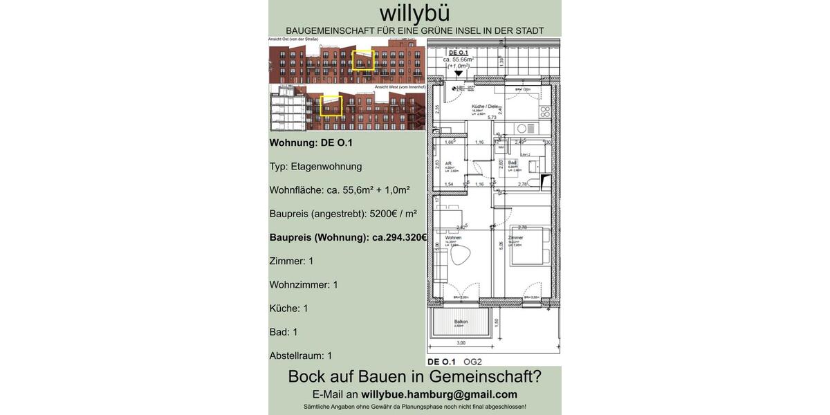 Etagenwohnung Hamburg Hamburg-Mitte - 1 Zimmer, 56 m&sup2;, 294.320&euro; | Angebot:26550523