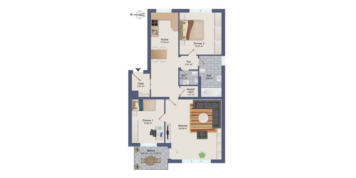 Etagenwohnung Halstenbek - 3 Zimmer, 82 m&sup2;, 299.000&euro; | Angebot:26188172
