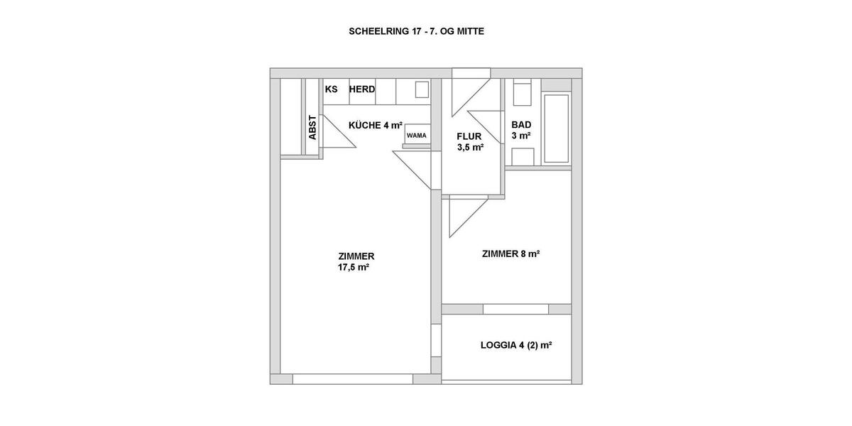 Etagenwohnung Hamburg Schnelsen - 1.5 Zimmer, 39 m&sup2;, 145.000&euro; | Angebot:26866219