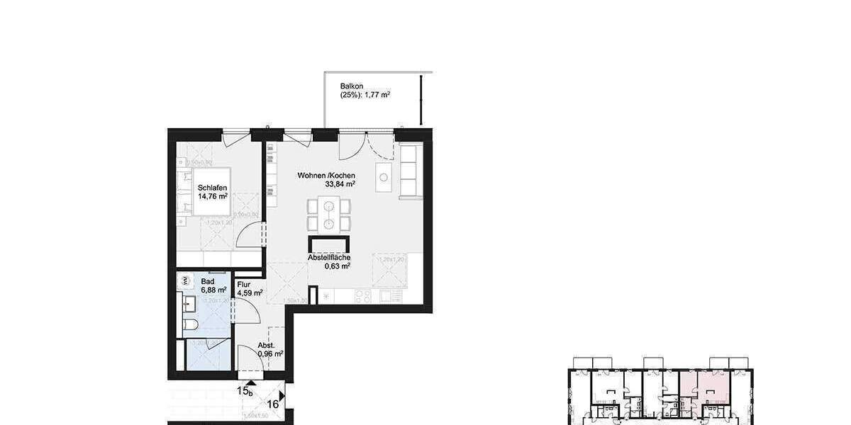 Etagenwohnung Norderstedt Harksheide - 2 Zimmer, 415.900&euro; | Angebot:26205844