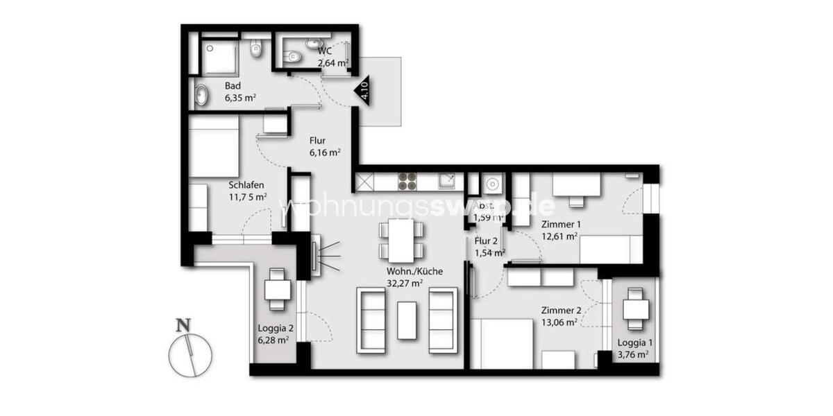 Etagenwohnung Hamburg Hamburg-Mitte - 4 Zimmer, 95 m&sup2;, 860&euro; | Angebot:24539467