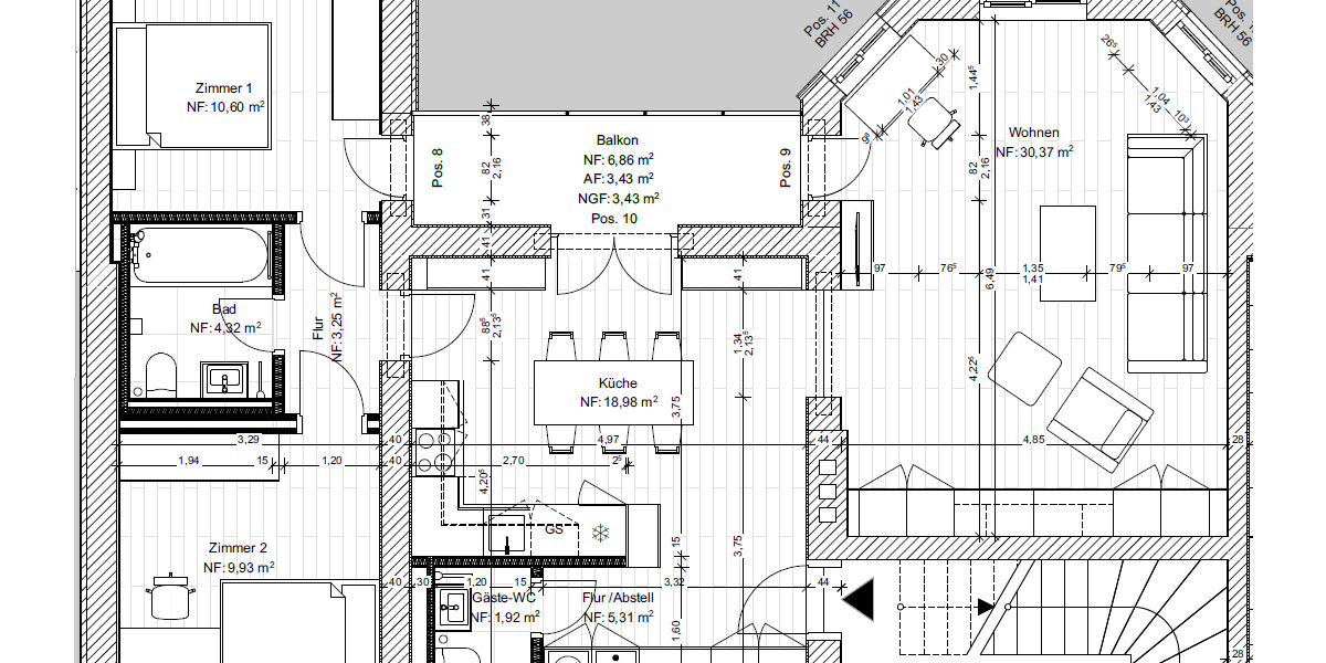 Etagenwohnung Hamburg Uhlenhorst - 3 Zimmer, 90 m&sup2;, 2.450&euro; | Angebot:25748593