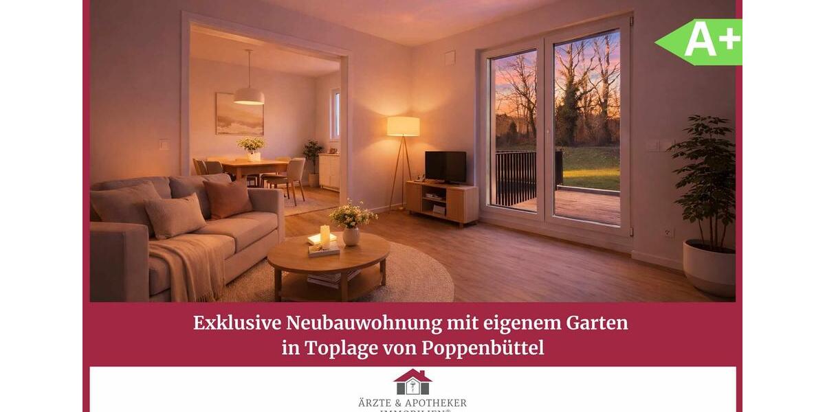 Exklusive Neubauwohnung mit eigenem Garten in Toplage von Poppenbüttel 3 zimmer