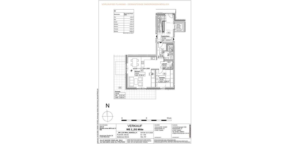 Etagenwohnung Buchholz in der Nordheide Neugraben-Fischbek - 2 Zimmer, 78 m&sup2;, 456.500&euro; | Angebot:25878703