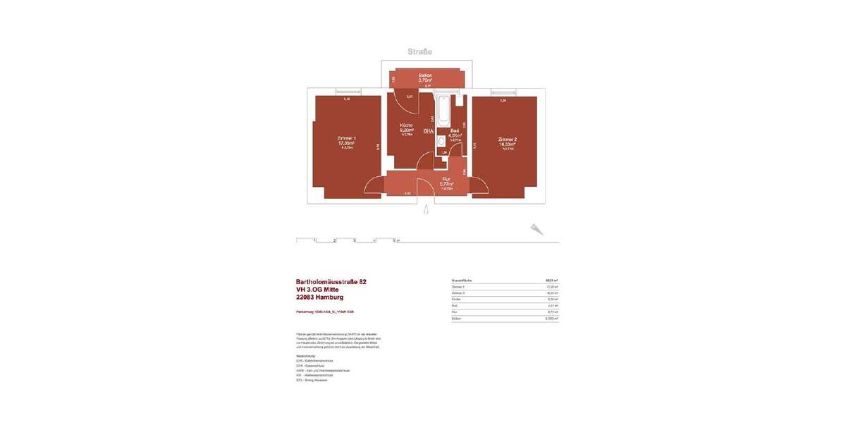 Etagenwohnung Hamburg Barmbek-Süd - 2 Zimmer, 55 m&sup2;, 949&euro; | Angebot:27162191