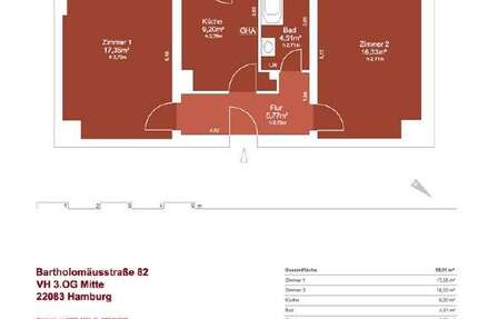 Wohnung Hamburg Barmbek-Süd - 2 Zimmer, 55 m&sup2;, 949&euro; | Angebot:27162191