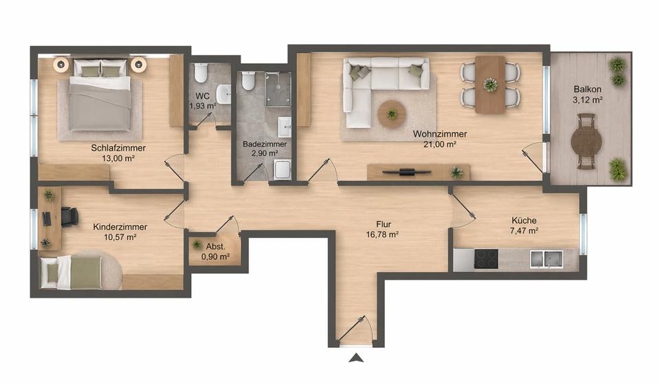 Etagenwohnung Pinneberg - 3 Zimmer, 79 m&sup2;, 1.550&euro; | Angebot:26232129