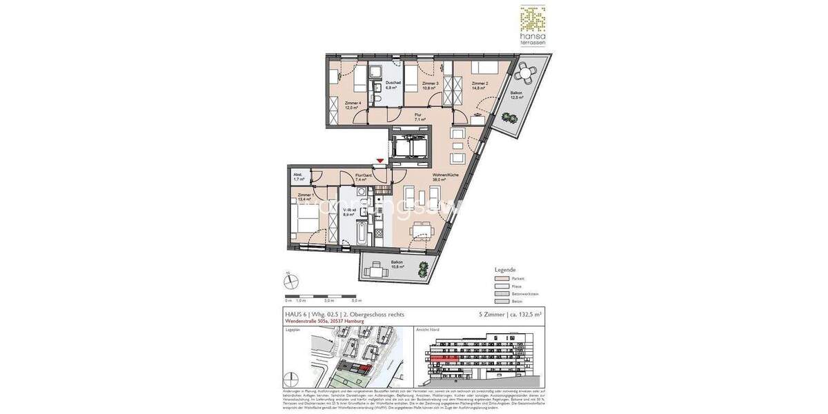 Etagenwohnung Hamburg Hamm - 5 Zimmer, 130 m&sup2;, 2.225&euro; | Angebot:25947714