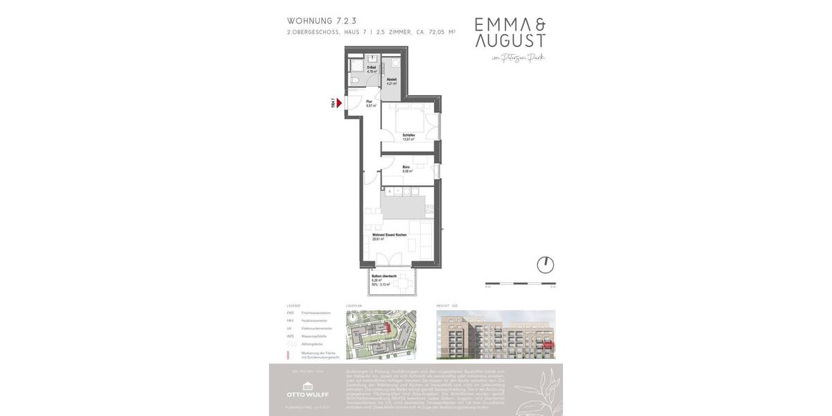Etagenwohnung Hamburg / Groß Borstel Groß Borstel - 2 Zimmer, 72 m&sup2;, 599.000&euro; | Angebot:26187520