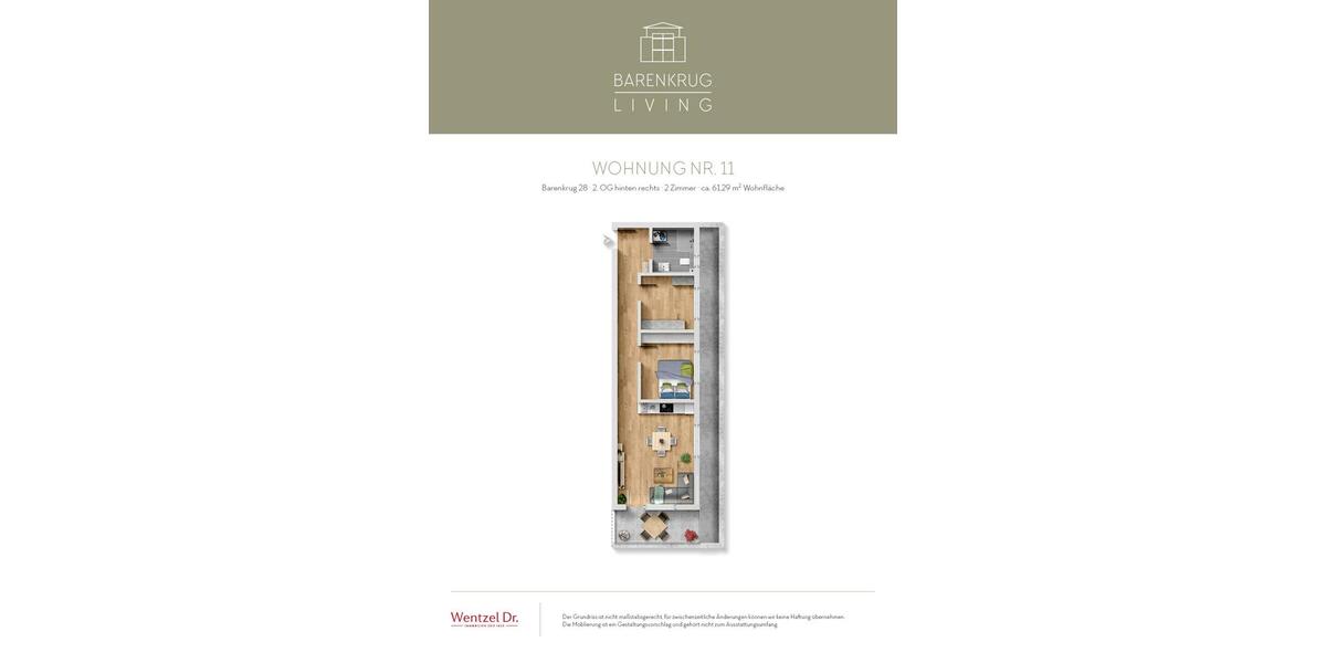 Dachgeschoßwohnung Hamburg Wandsbek - 2 Zimmer, 61 m&sup2;, 1.213&euro; | Angebot:26005682