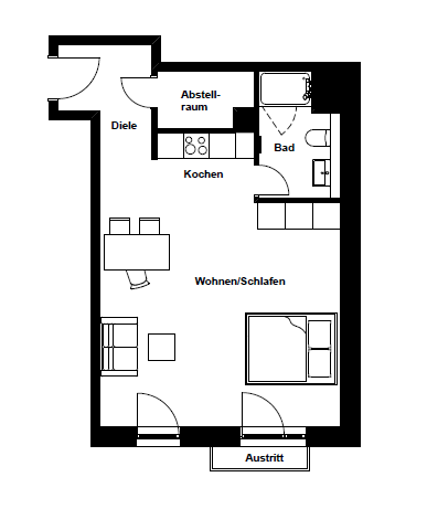 Etagenwohnung Hamburg Hamburg-Mitte - 1 Zimmer, 46 m&sup2;, 1.175&euro; | Angebot:21867142