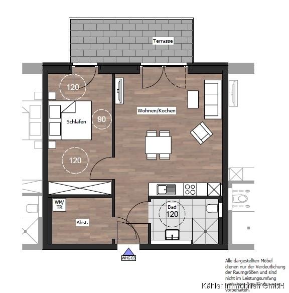 Erdgeschoßwohnung Bönningstedt - 2 Zimmer, 67 m&sup2;, 1.653&euro; | Angebot:26193652