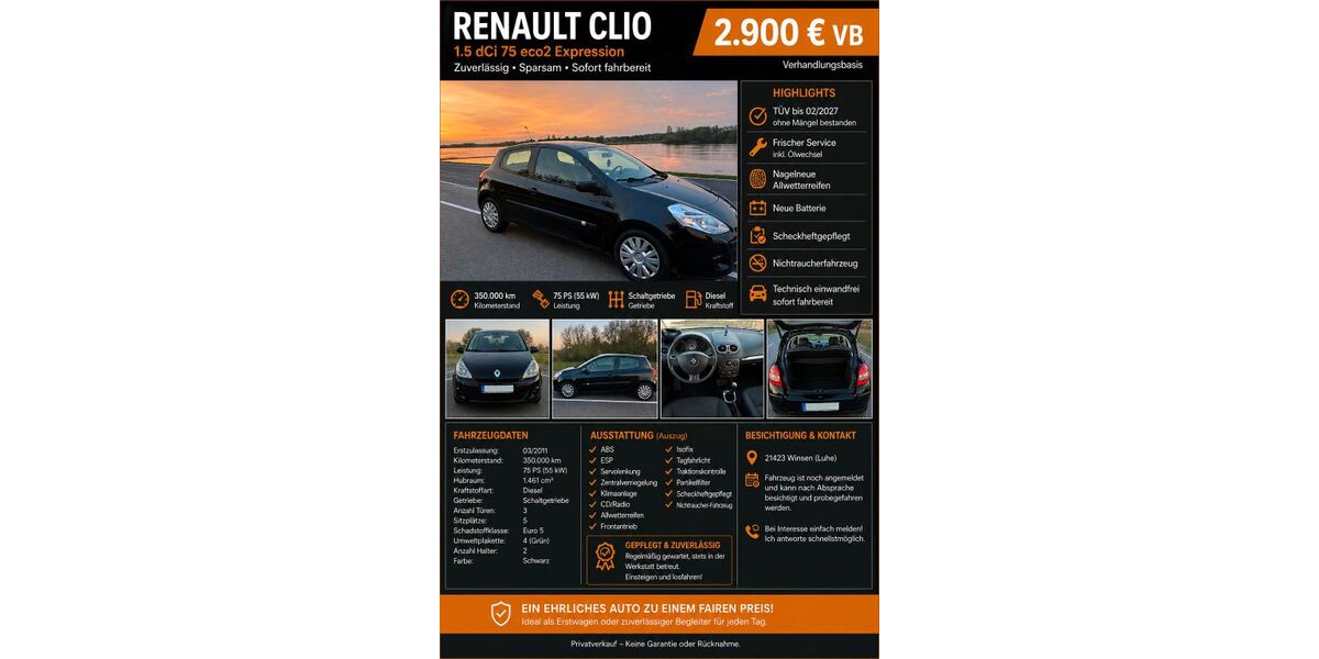 Renault Clio 350.000 km 2.900 &euro; Winsen (Luhe) 21423