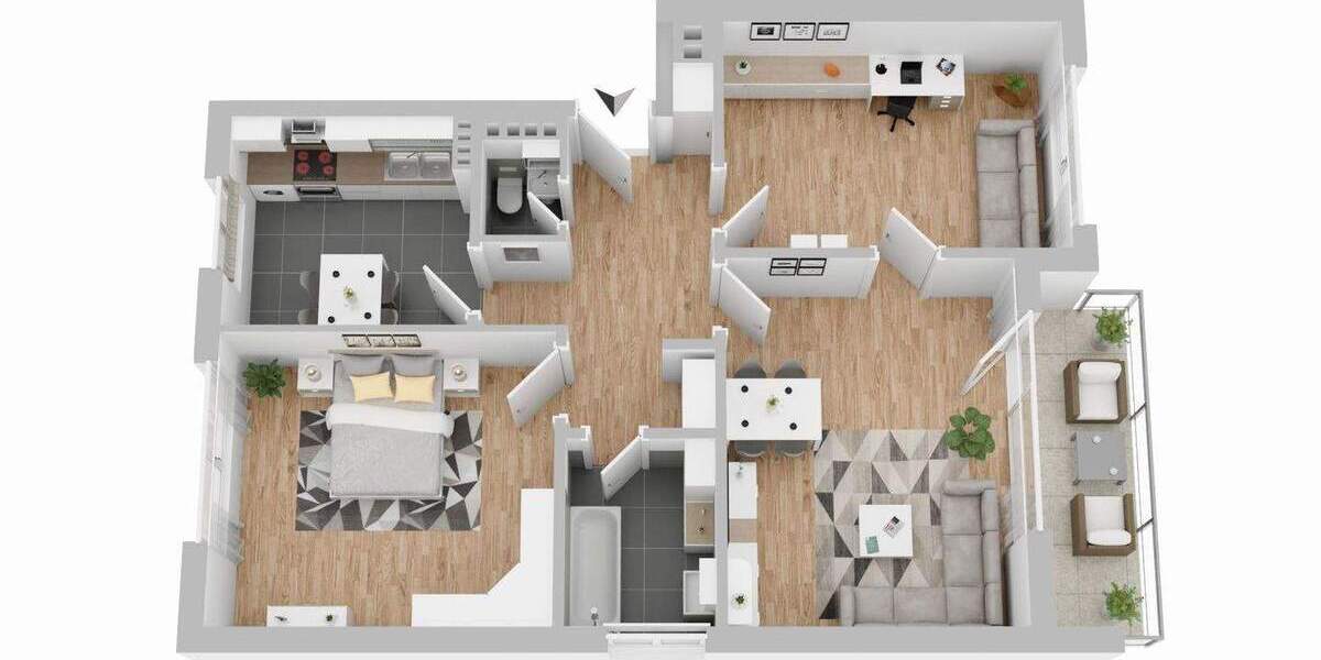 Etagenwohnung Hamburg Lokstedt - 3 Zimmer, 74 m&sup2;, 429.000&euro; | Angebot:26092170