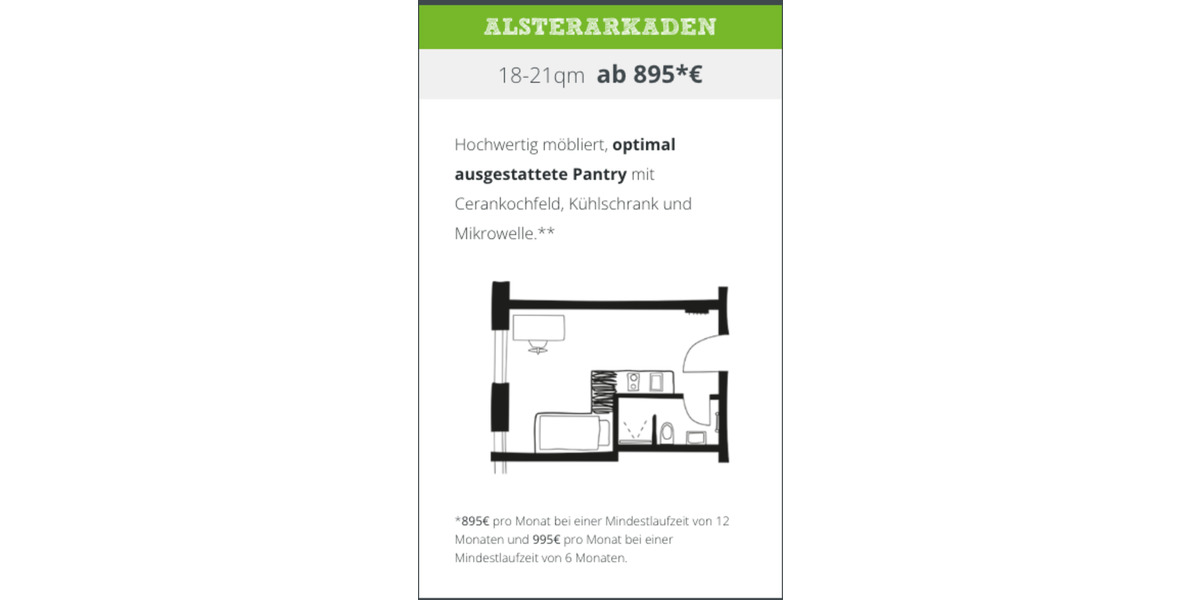 1-Zimmer Studentenwohnung in STUART Wohnheim: Hamburg-Wandsbek 1 zimmer