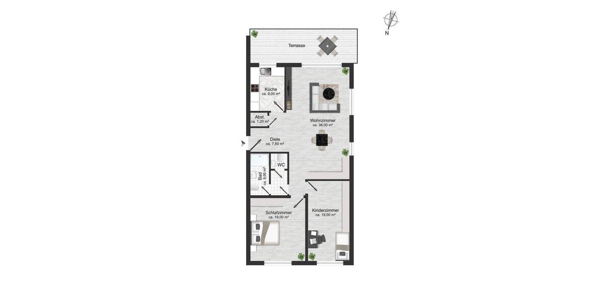 Terrassenwohnung Hamburg Volksdorf - 3 Zimmer, 122 m&sup2;, 1.866&euro; | Angebot:26827049