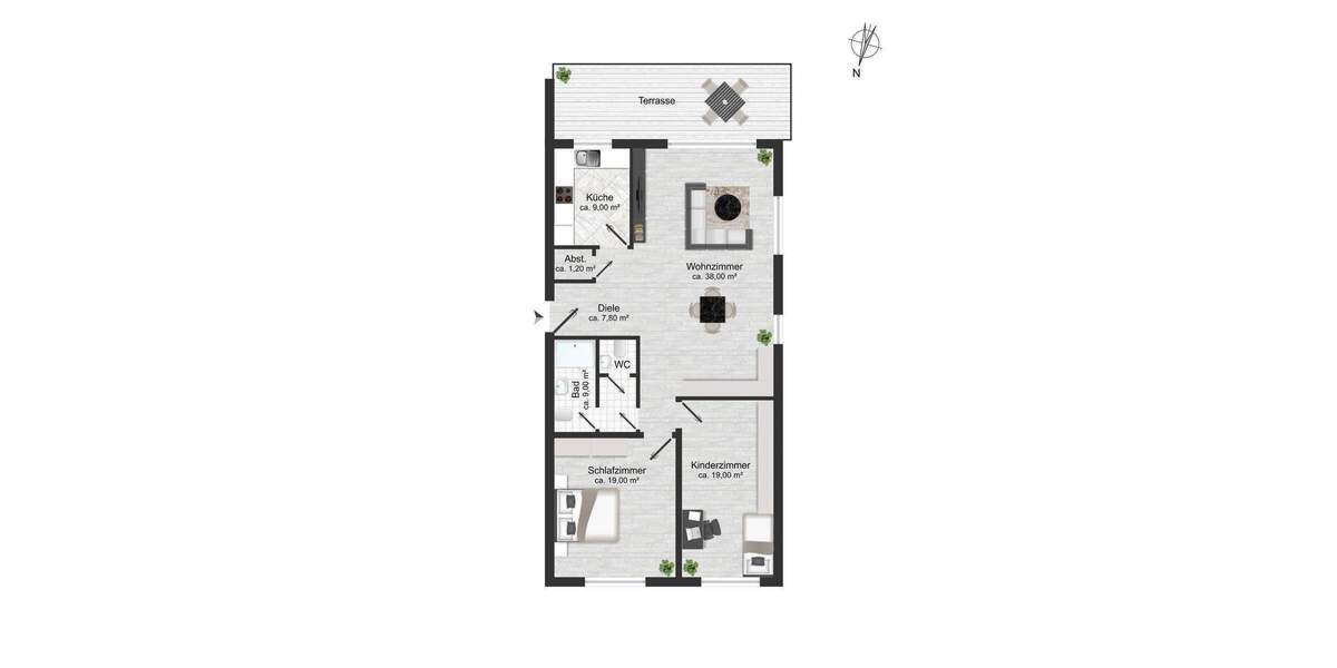 Terrassenwohnung Hamburg Volksdorf - 3 Zimmer, 122 m&sup2;, 1.952&euro; | Angebot:26310255