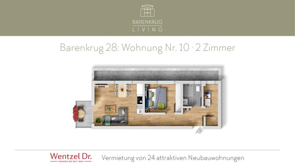 Dachgeschoßwohnung Hamburg Wandsbek - 2 Zimmer, 48 m&sup2;, 975&euro; | Angebot:26005681