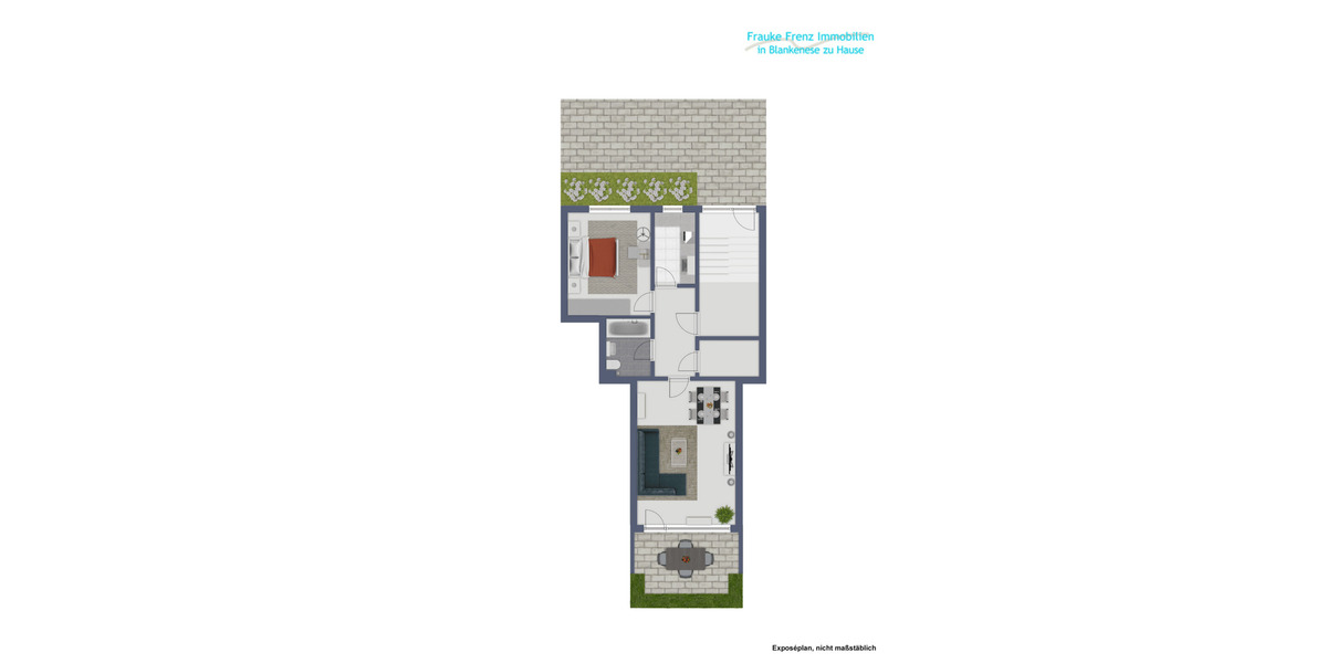 Terrassenwohnung Hamburg Blankenese - 2 Zimmer, 58 m&sup2;, 1.190&euro; | Angebot:26672599