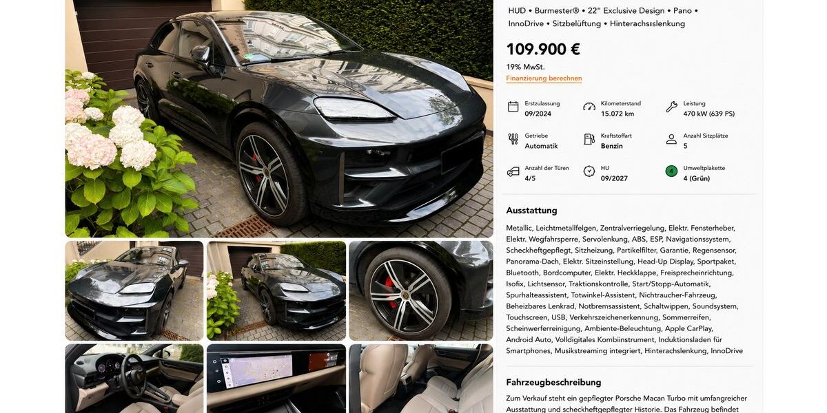 Porsche Macan 15.000 km 109.900 &euro; Hamburg 20249