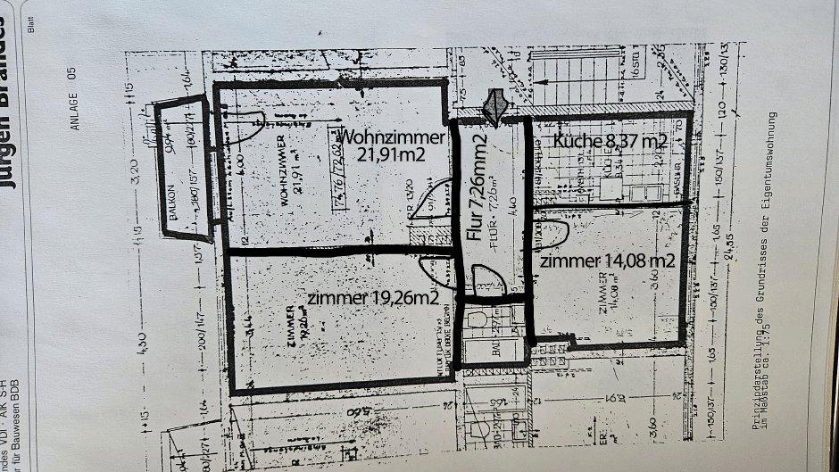 Etagenwohnung Hamburg Wandsbek - 3 Zimmer, 77 m&sup2;, 319.000&euro; | Angebot:27271013