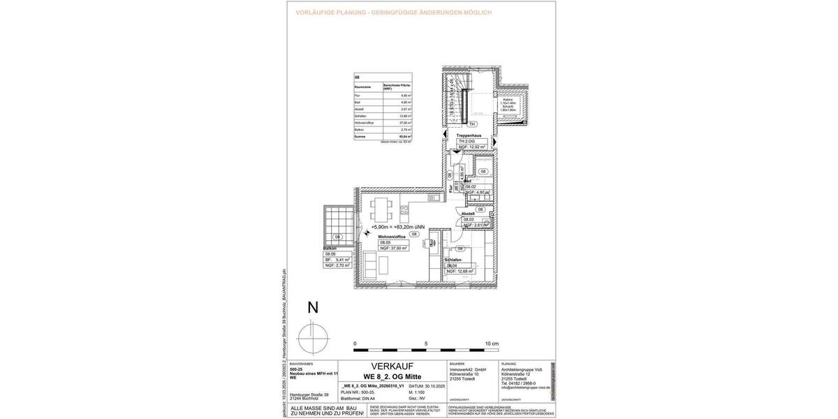 Etagenwohnung Buchholz in der Nordheide Neugraben-Fischbek - 2 Zimmer, 65 m&sup2;, 385.000&euro; | Angebot:25911328