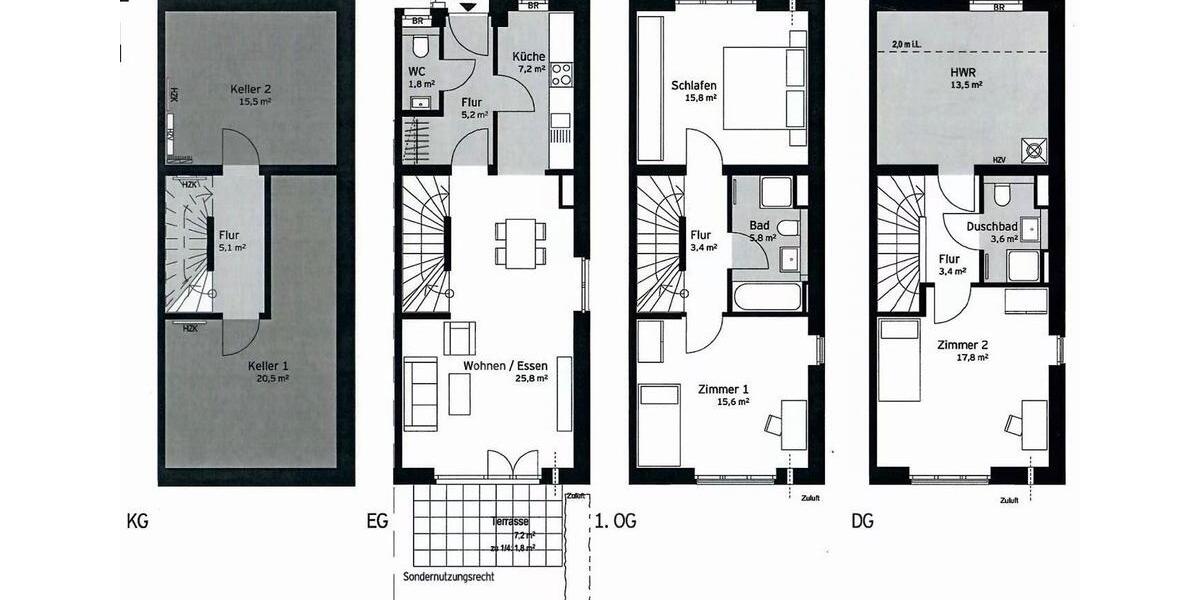 Reihenhaus Hamburg Wandsbek - 4 Zimmer, 120 m&sup2;, 675.000&euro; | Angebot:26686841