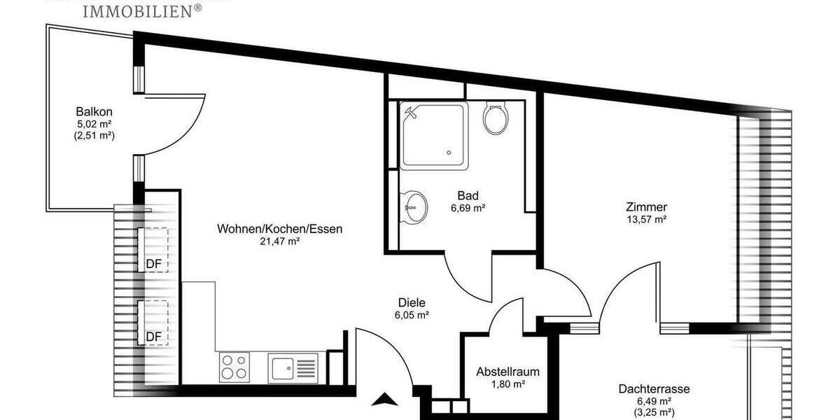 Etagenwohnung Hamburg Poppenbüttel - 2 Zimmer, 52 m&sup2;, 395.000&euro; | Angebot:25879315