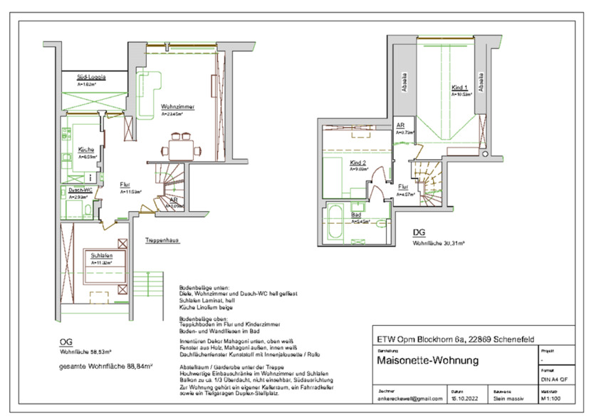 4 Zimmer Maisonette, ruhig, hell, gemütlich, provisionsfrei