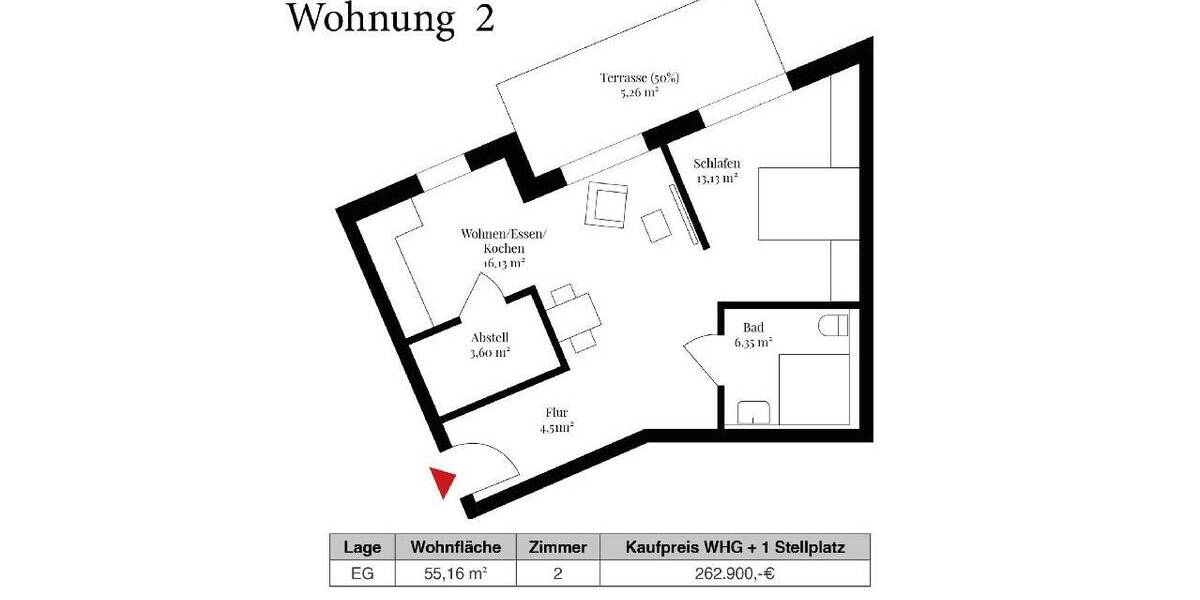 Etagenwohnung Horneburg - 2 Zimmer, 54 m&sup2;, 275.800&euro; | Angebot:25689044