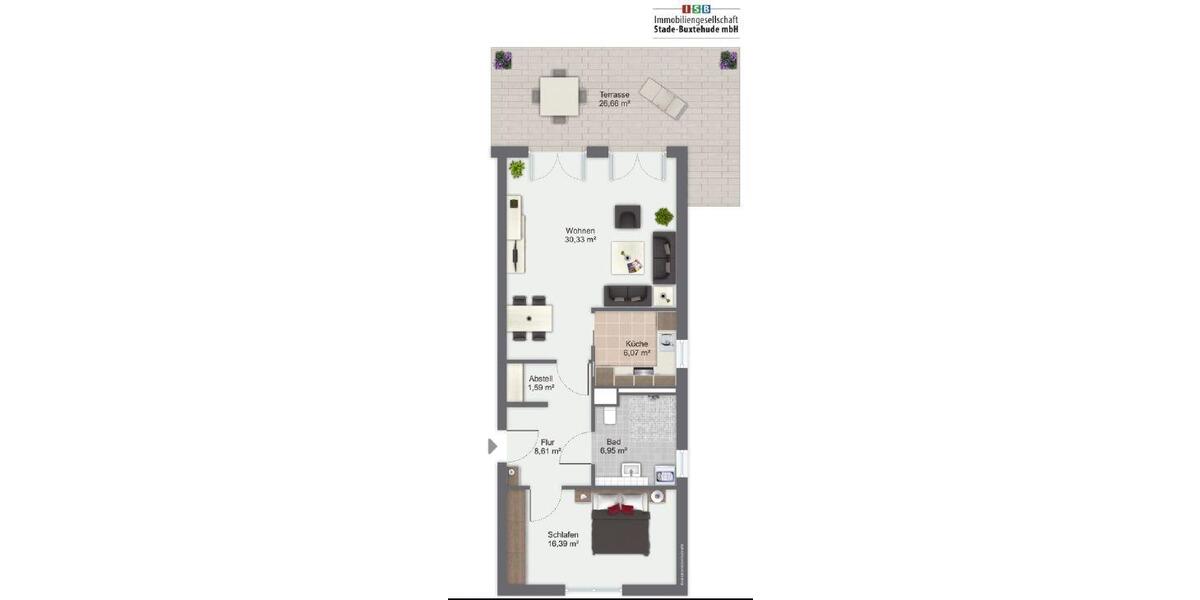 Etagenwohnung Buxtehude - 2 Zimmer, 77 m&sup2;, 1.116&euro; | Angebot:26183948