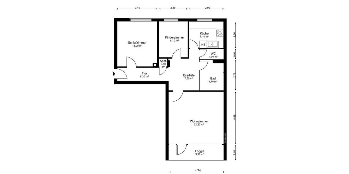 Etagenwohnung Pinneberg - 2.5 Zimmer, 76 m&sup2;, 260.000&euro; | Angebot:26975873