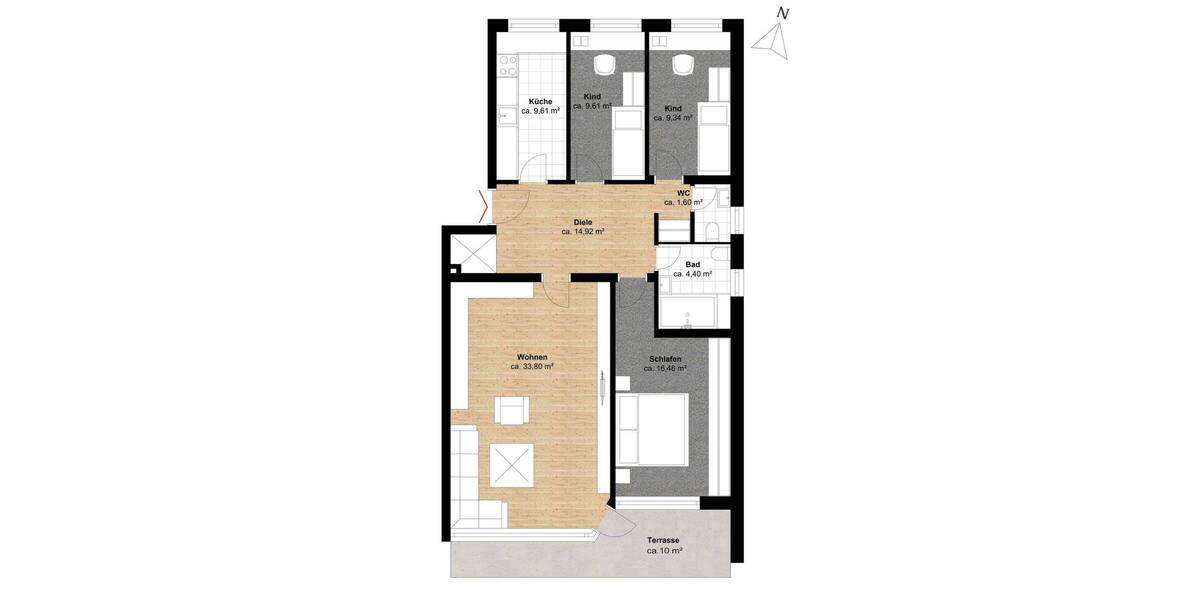 Etagenwohnung Hamburg Rahlstedt - 4 Zimmer, 106 m&sup2;, 429.000&euro; | Angebot:26160786