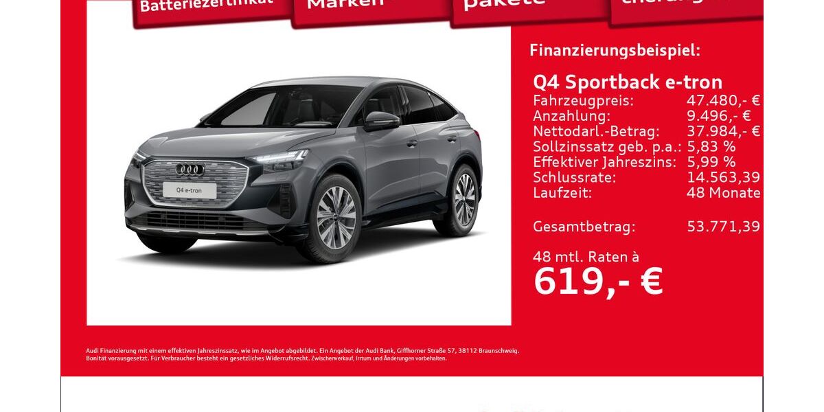 Audi Q4 e-tron 7.378 km 47.480 &euro; Hamburg 22419