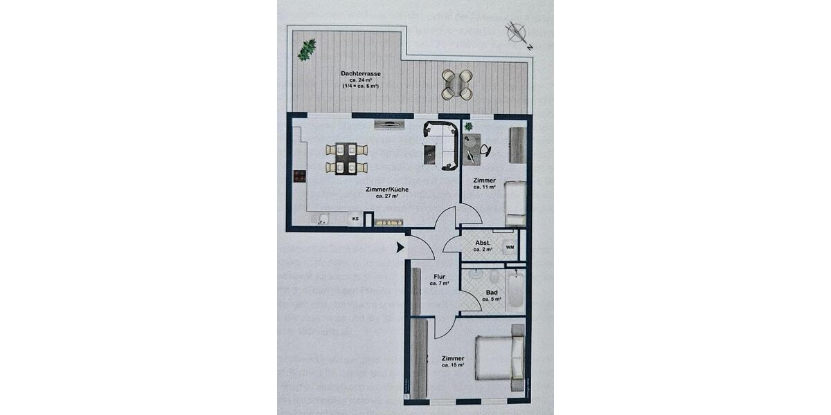 3-Zimmer Wohnung, Staffelgeschoß mit großer Dachterasse 3 zimmer