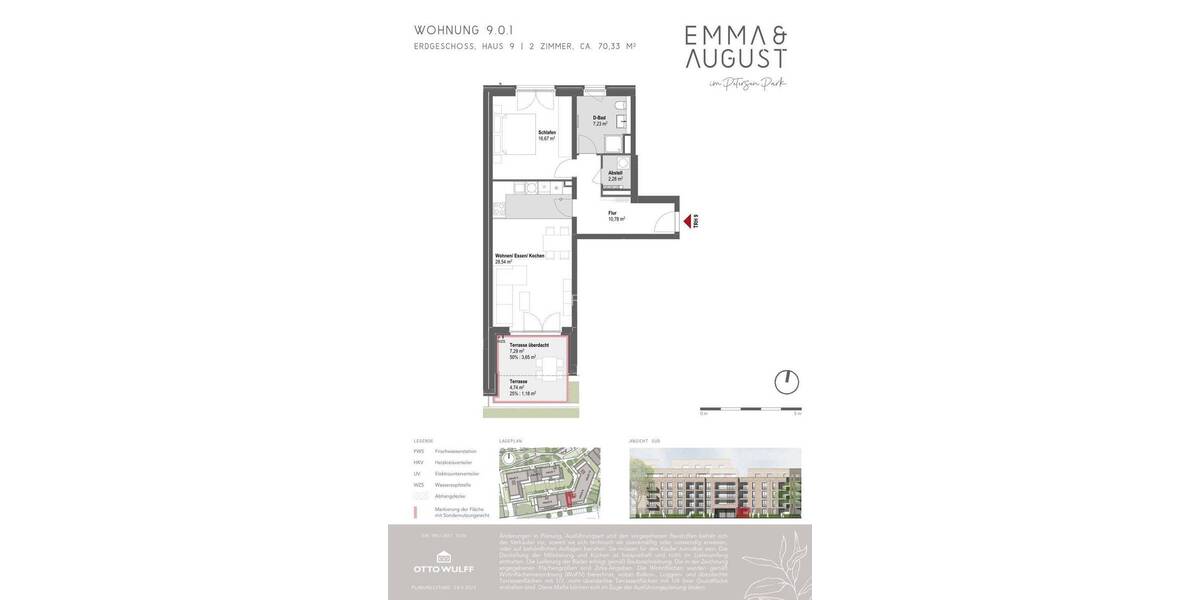 Etagenwohnung Hamburg Groß Borstel - 2 Zimmer, 70 m&sup2;, 1.499&euro; | Angebot:26853006