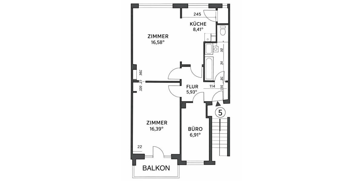 Etagenwohnung Hamburg Winterhude - 2 Zimmer, 61 m&sup2;, 429.000&euro; | Angebot:26556319