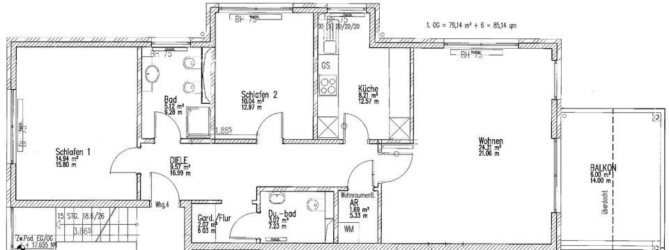 Etagenwohnung Hamburg Wandsbek - 3 Zimmer, 85 m&sup2;, 448.000&euro; | Angebot:26086985