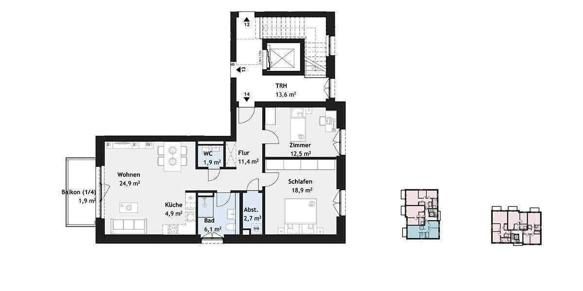 Etagenwohnung Hamburg Poppenbüttel - 3 Zimmer, 85 m&sup2;, 615.900&euro; | Angebot:26309642