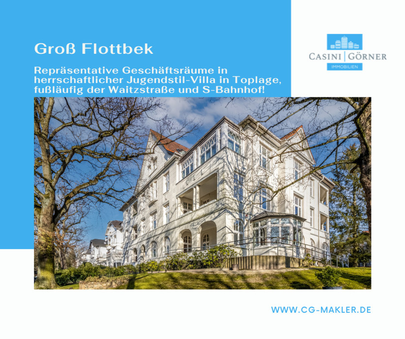 Repräsentative Geschäftsräume im herrschaftlichen Jugendstilgebäude in Toplage von Groß Flottbek!