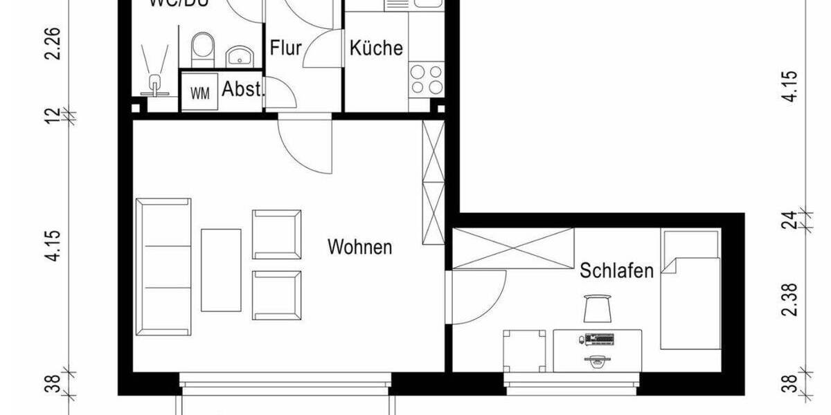 Etagenwohnung Hamburg Schnelsen - 2 Zimmer, 45 m&sup2;, 199.000&euro; | Angebot:26862384