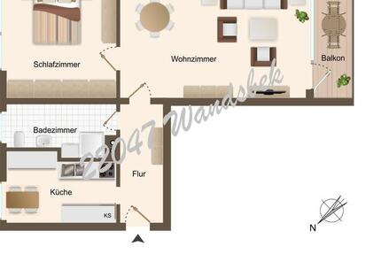 Wohnung Hamburg Wandsbek - 2 Zimmer, 63 m&sup2;, 299.000&euro; | Angebot:27743031