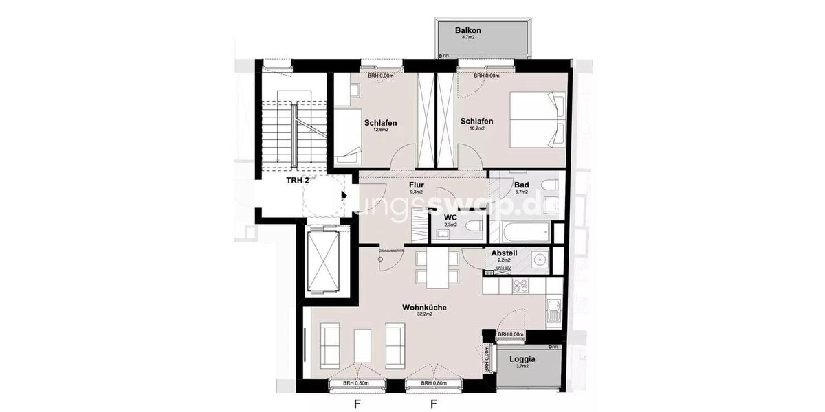 Etagenwohnung Hamburg Barmbek-Nord - 3 Zimmer, 85 m&sup2;, 1.530&euro; | Angebot:26146104