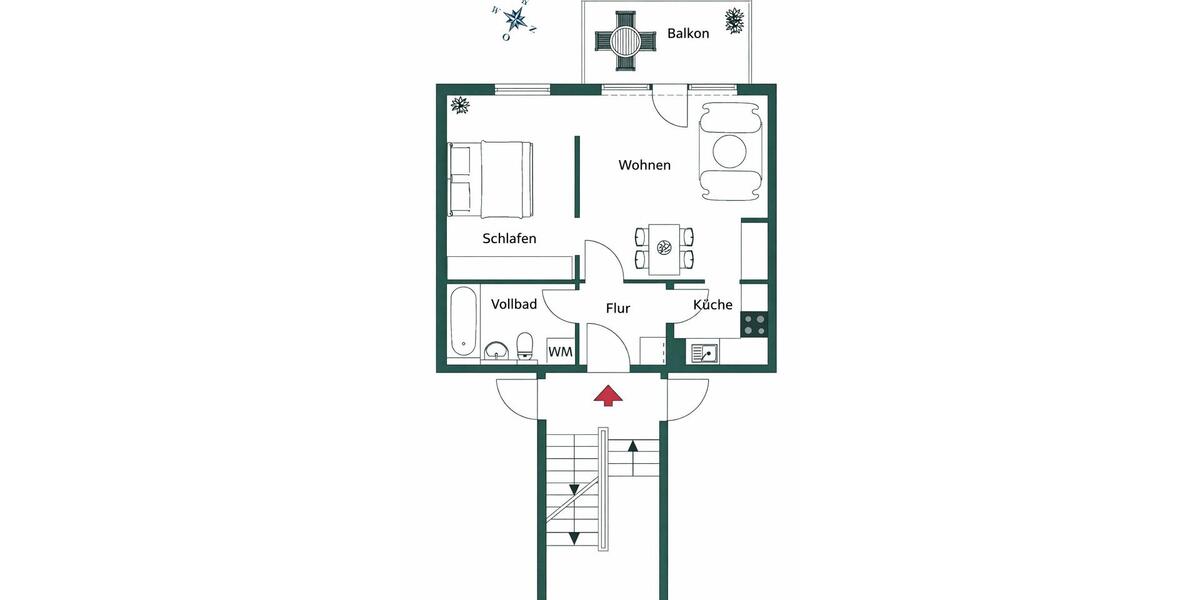 Etagenwohnung Hamburg Groß Borstel - 2 Zimmer, 54 m&sup2;, 297.000&euro; | Angebot:26382224