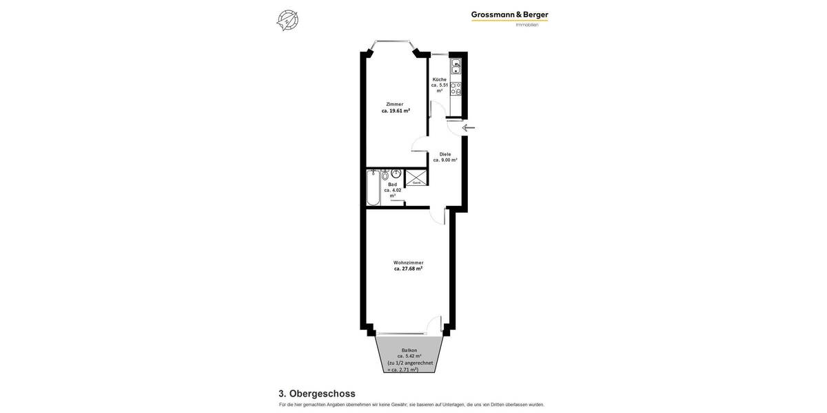 Etagenwohnung Hamburg Hohenfelde - 2 Zimmer, 68 m&sup2;, 515.000&euro; | Angebot:26554348