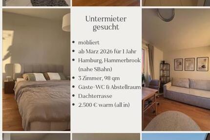3 Zimmer Penthouse mit Dachterasse in Hamburg zur Untermiete 3 zimmer