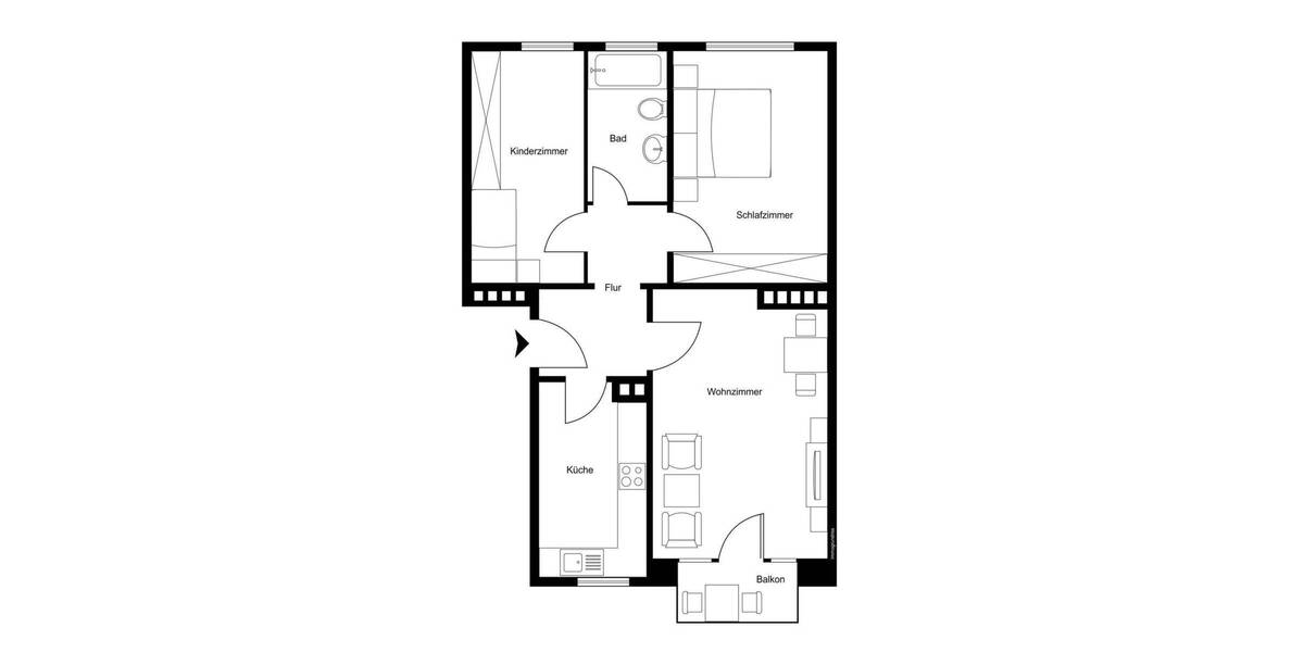 Etagenwohnung Hamburg Hamm - 2 Zimmer, 60 m&sup2;, 378.000&euro; | Angebot:25678890