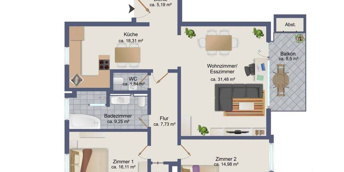 Etagenwohnung Hamburg / Oldenfelde Rahlstedt - 3 Zimmer, 111 m&sup2;, 449.000&euro; | Angebot:26202342